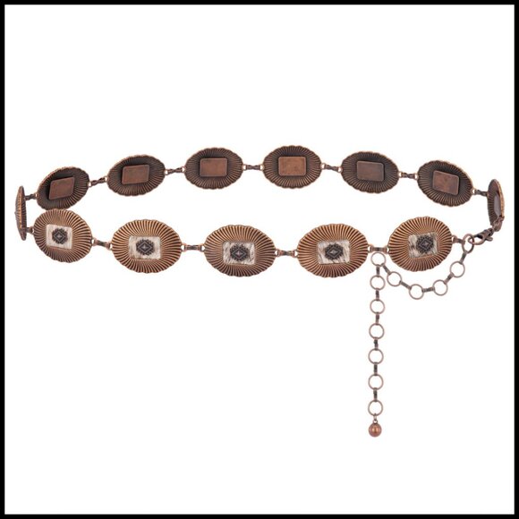 Western Concho Metal Chain Belt Adjustable Boho Chic Cowgirl Style Accessory main image 7